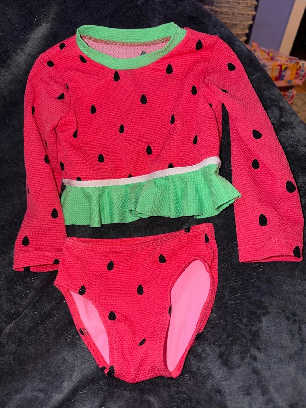 okie dokie Pink and Green Watermelon Two-Piece Swim Set